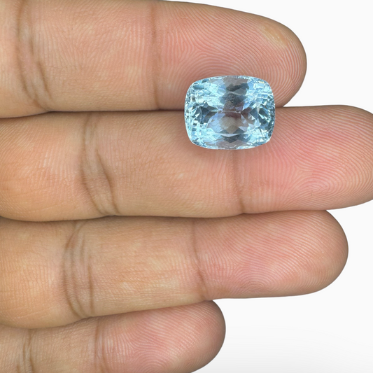 Natural Aquamarine Stone Aqua Color 6.43 Carats Cushion Shape Size 12X10mm