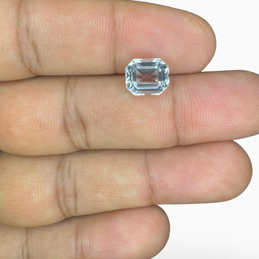 Natural Aquamarine Stone 2.67 Carats SkyBlue Color Emerald Cut Size 8.8X7.5mm