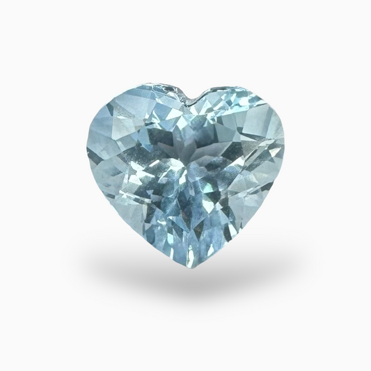 Natural Aquamarine Stone Aqua Color 2.74 Carats Heart Shape Size 9X9.8mm