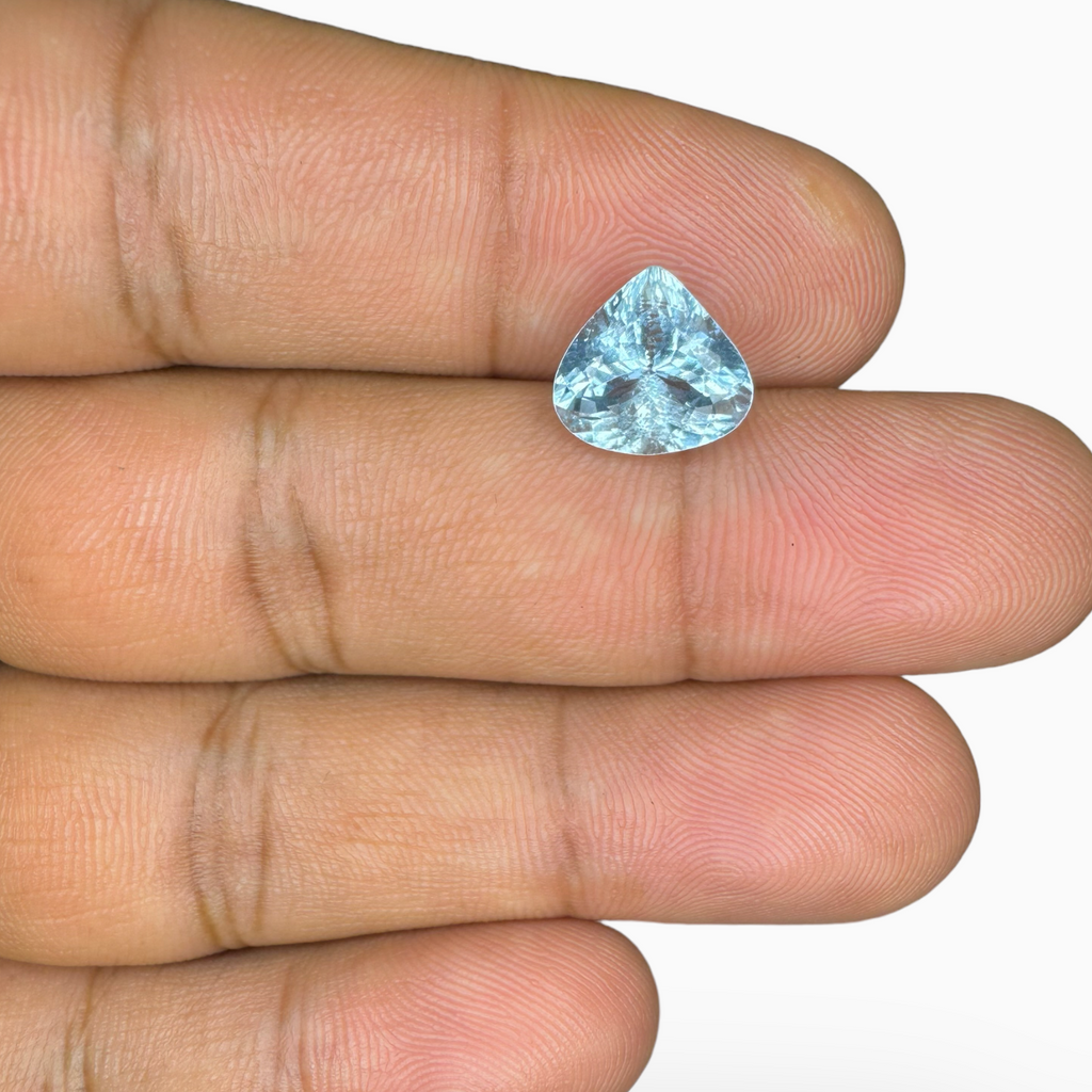 Natural Aquamarine Stone 2.74 Carats SteelBlue Color Heart Shape Size 10X9mm