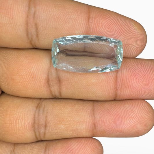 Natural Aquamarine Stone SkyBlue Color 12.46 Carats Cushion Shape Size 25X13mm