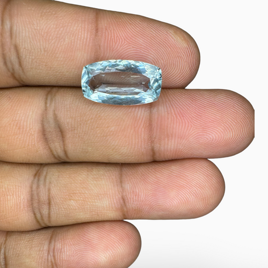 Natural Aquamarine Stone SkyBlue Color 5.92 Carats Long Cushion Shape Size 16.5X9mm