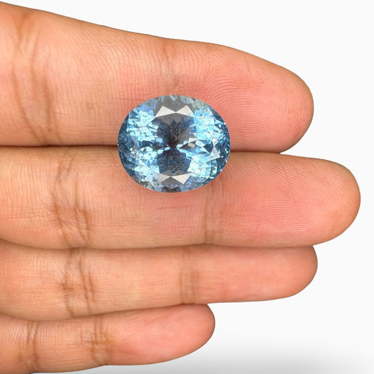 Natural Aquamarine Stone 12.57 Carats Oval Shape (13.3 x 15.9 mm)