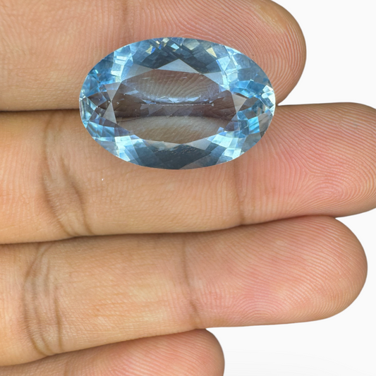 Natural Aquamarine Stone 14.42 Carats DeepSkyBlue Color Oval Shape Size 21.7X14.3mm