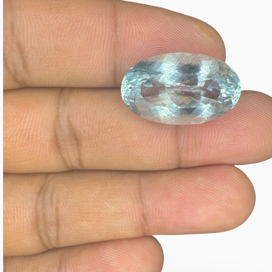 Natural Aquamarine Stone 15.36 Carats SkyBlue Color Oval Shape Size 21X12.5mm