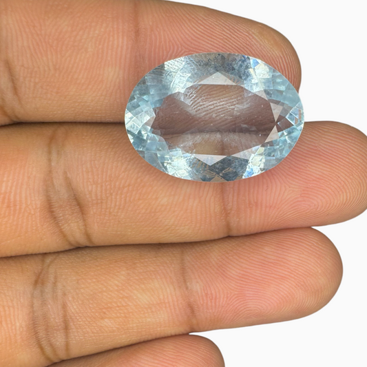 Natural Aquamarine Stone 15.73 Carats SkyBlue Color Oval Shape Size 23X16.5mm