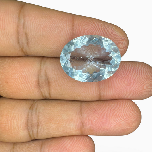 Natural Aquamarine Stone SkyBlue Color 16.64 Carats Oval Shape Size 10.09X16.01mm