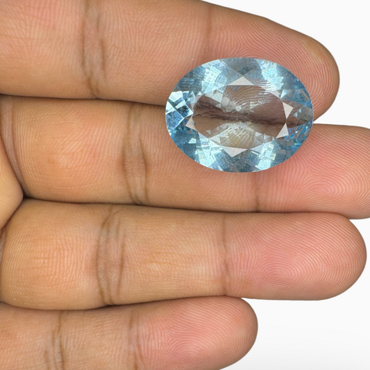 Natural Aquamarine Stone 17.6 Carats SkyBlue Color Oval Shape Size 24X18mm