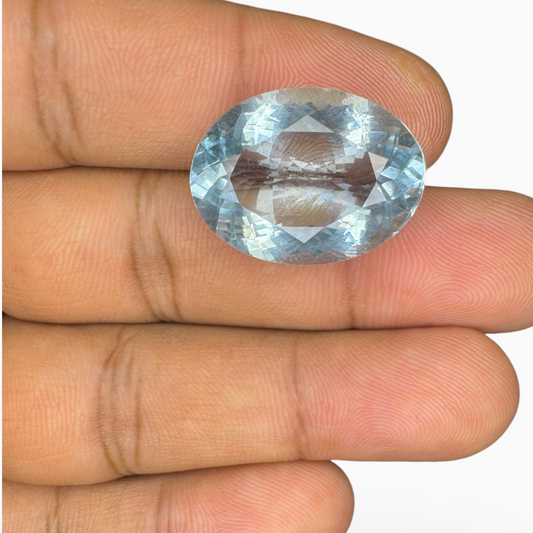 Natural Aquamarine Stone 18.44 Carats SkyBlue Color Oval Shape Size 23X16mm