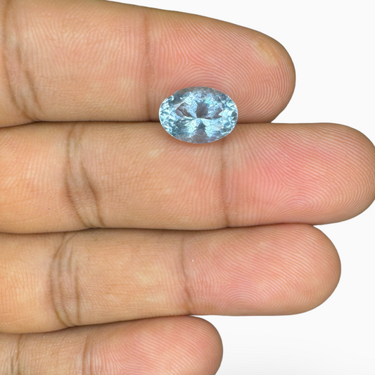 Natural Aquamarine Stone 2.85 Carats SkyBlue Color Oval Shape Size 11X8mm