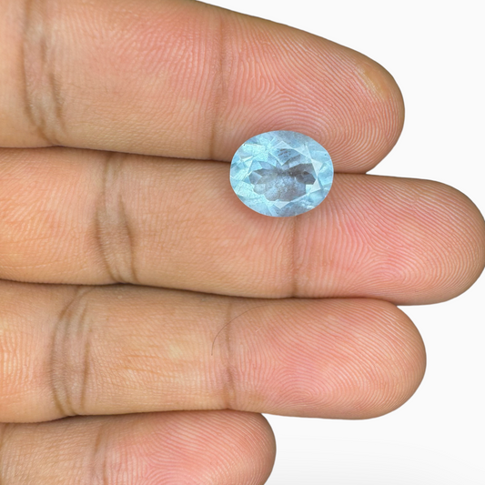 Natural Aquamarine Stone 2.98 Carats SkyBlue Color Oval Shape Size 11X9mm