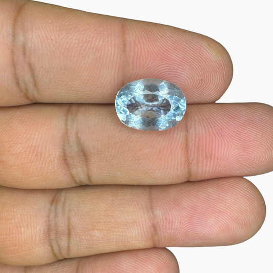 Natural Aquamarine Stone Aqua Color 4.42 Carats Oval Shape Size 13X9.5mm