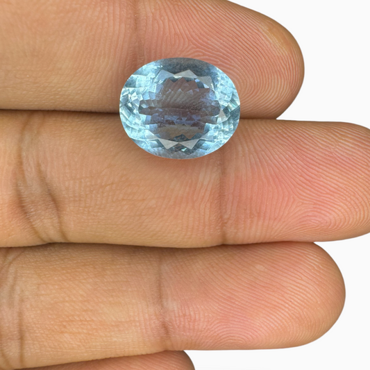 Natural Aquamarine Stone 5.44 Carats DeepSkyBlue Color Oval Shape Size 13X11mm