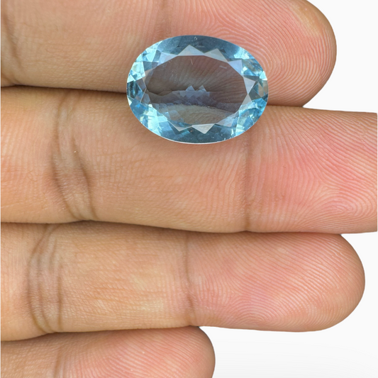 Natural Aquamarine Stone 6.25 Carats DeepSkyBlue Color Oval Shape Size 15.8X12mm