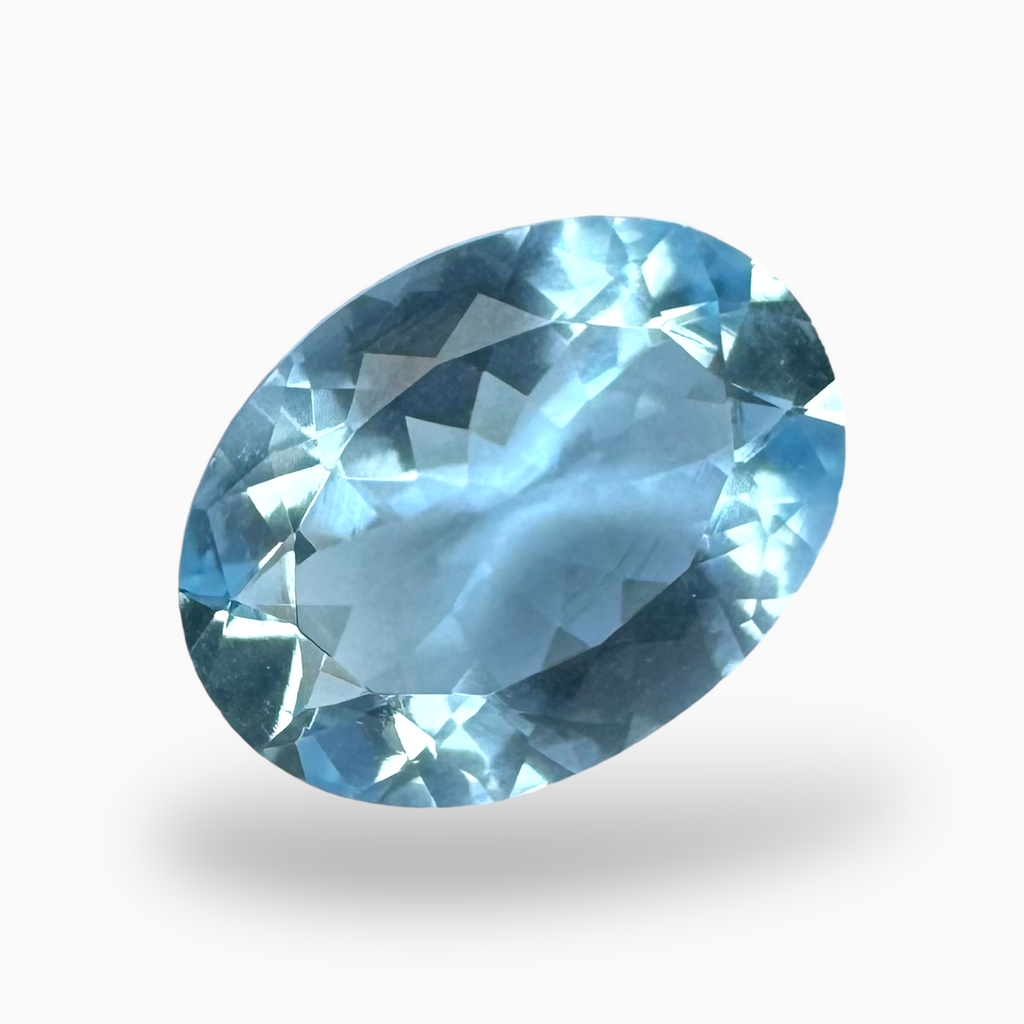 Natural Aquamarine Stone 6.2 Carats DeepSkyBlue Color Oval Shape Size 15.5X11.5mm