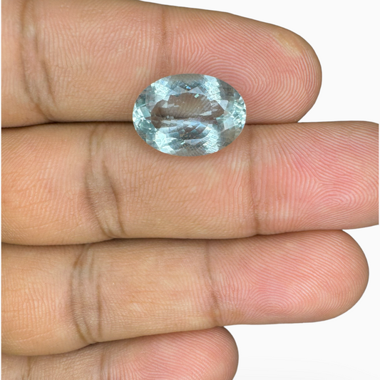 Natural Aquamarine Stone SkyBlue Color 6.37 Carats Oval Shape Size 15X11mm