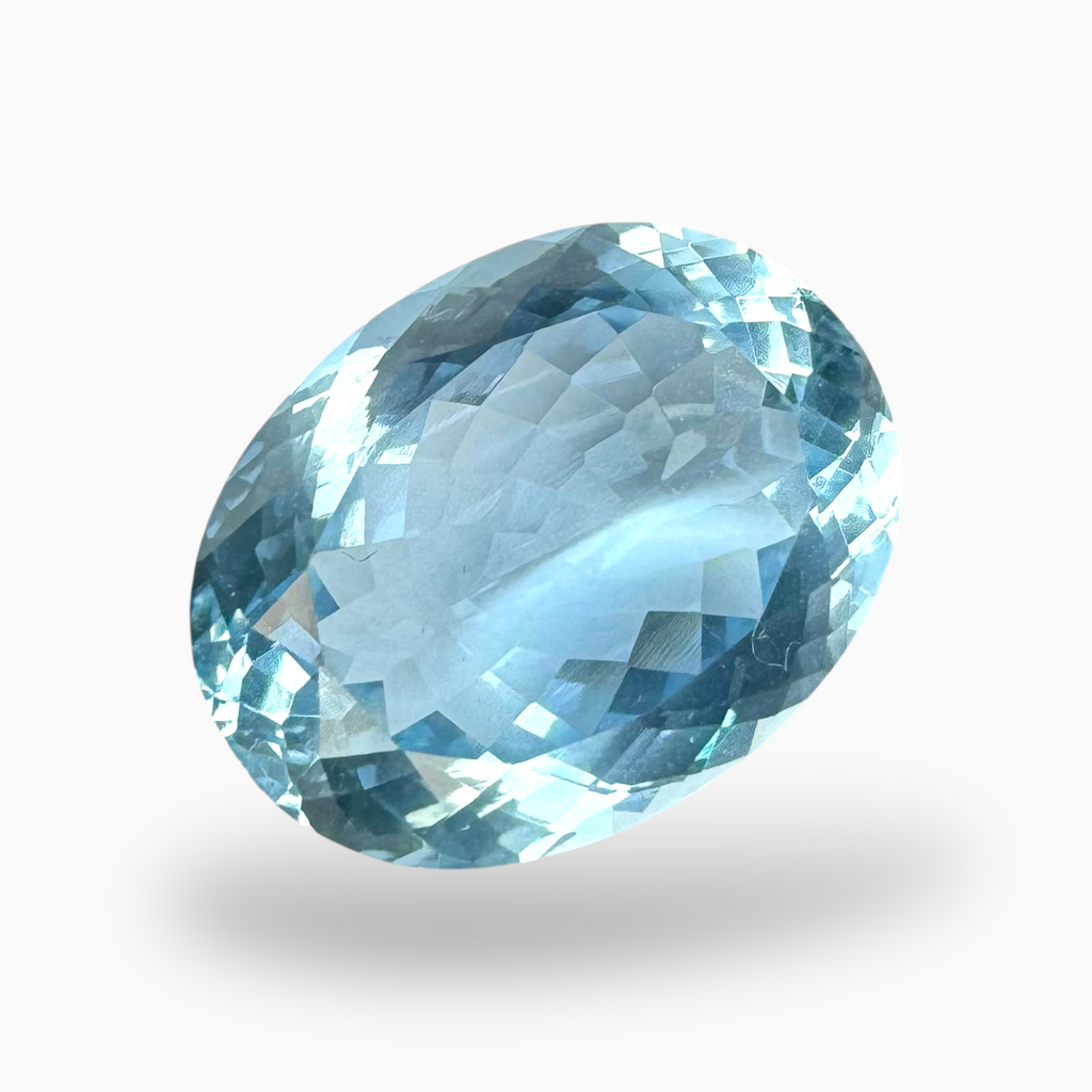 Natural Aquamarine Stone 6.87 Carats DeepSkyBlue Color Oval Shape Size 14.5X11mm