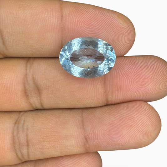 Natural Aquamarine Stone 7.07 Carats DeepSkyBlue Color Oval Shape Size 15.5X11.5mm