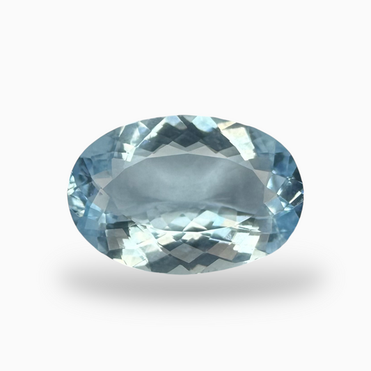 Natural DeepSkyBlue Aquamarine Stone 7.78 Carats Oval Shape Size 17.5X12mm