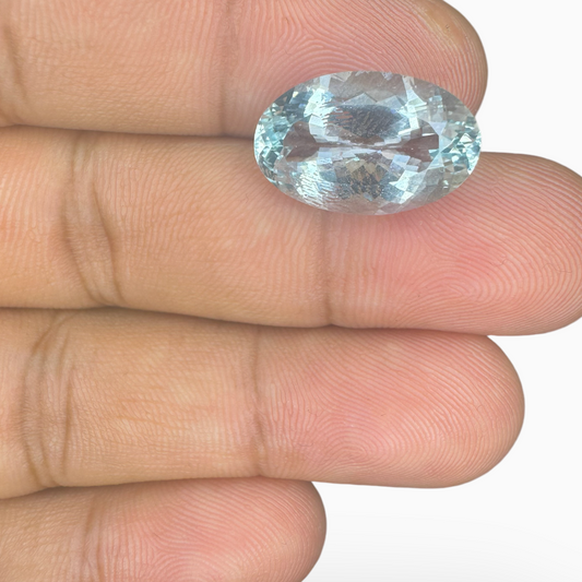 Natural Aquamarine Stone 7.8 Carats SkyBlue Color Oval Shape Size 17X11mm