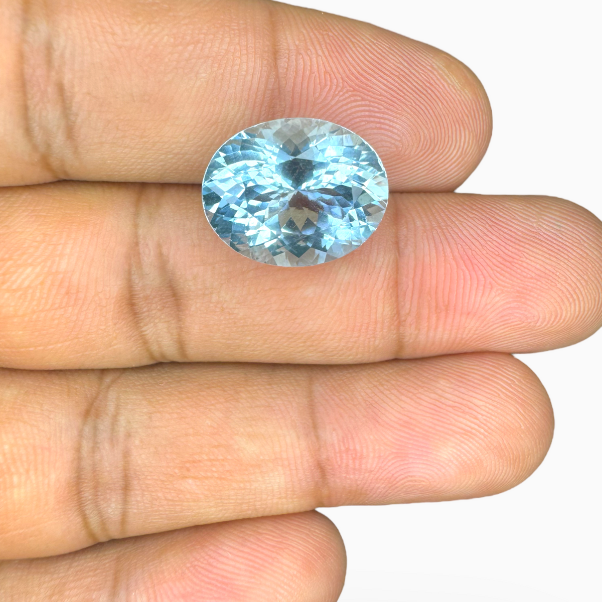 Natural Aquamarine Stone 7.93 Carats DeepSkyBlue Color Oval Shape Size 15.6X12.9mm