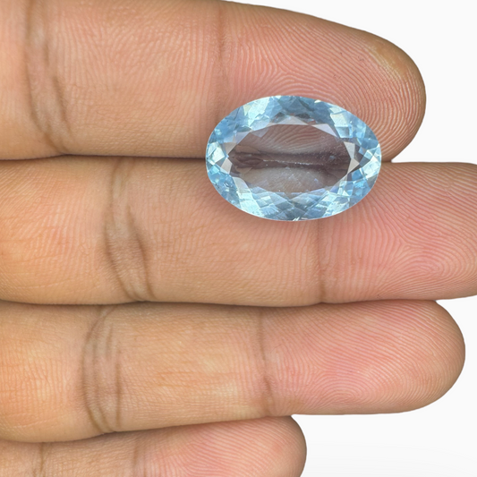 Natural DeepSkyBlue Aquamarine Stone 7.99 Carats Oval Shape Size 17.3X12mm