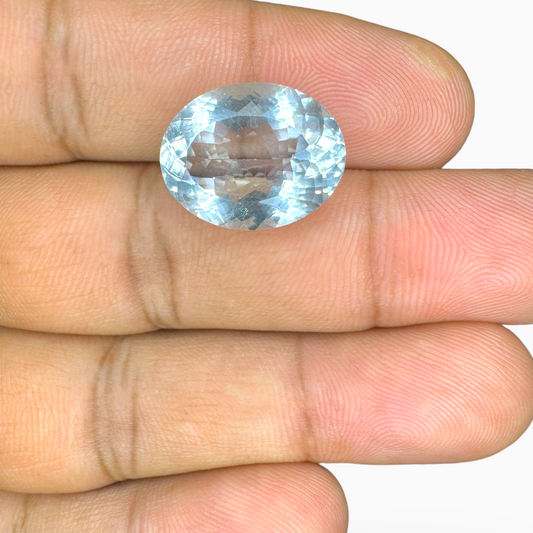 Natural Aquamarine Stone SkyBlue Color 9.72 Carats Oval Shape Size 16.5X13mm