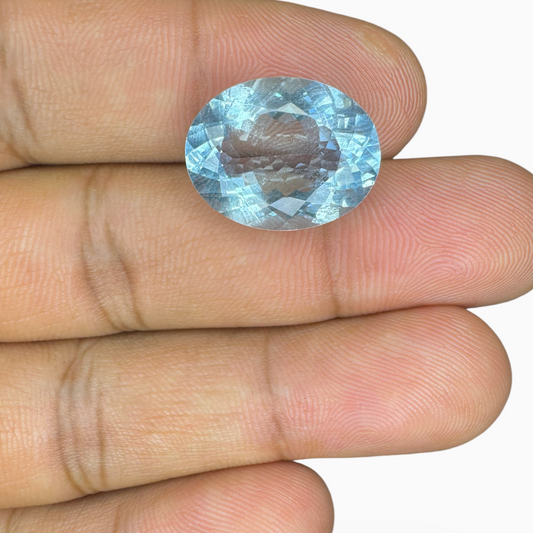 Natural Aquamarine Stone 9.79 Carats SkyBlue Color Oval Shape Size 13.2X17.10mm