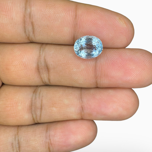 Natural Aquamarine Stone 2.95 Carats SkyBlue Color Oval Shape Size 10.5X8mm