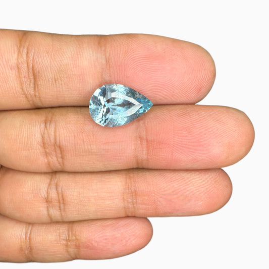 Natural Aquamarine Stone 4.32 Carats Pear Shape 15 x 10 mm