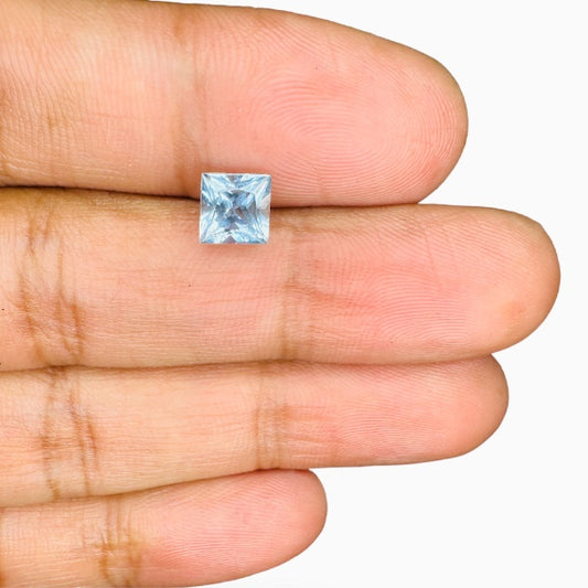 Natural Aquamarine Stone 1.08 Carats SkyBlue Color Princess Cut Size 6mm