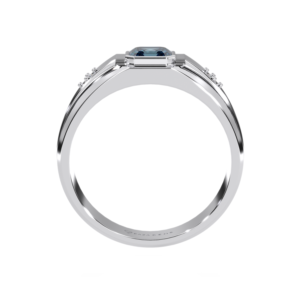 Aquamarine Ring  HAmi In Silver with Mosanite
