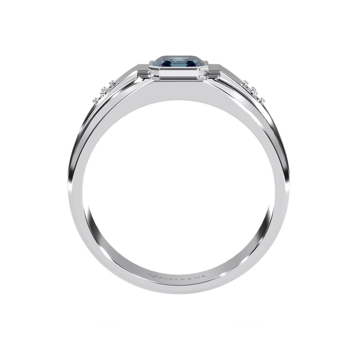 Aquamarine Ring  HAmi In Silver with Mosanite