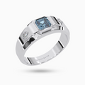 Aquamarine Ring  HAmi In Silver with Mosanite