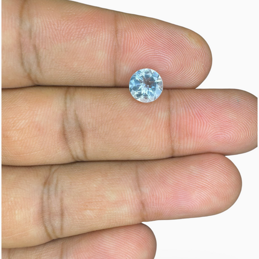 Natural Aquamarine Stone 1.23 Carats SkyBlue Color Round Shape Size 7mm