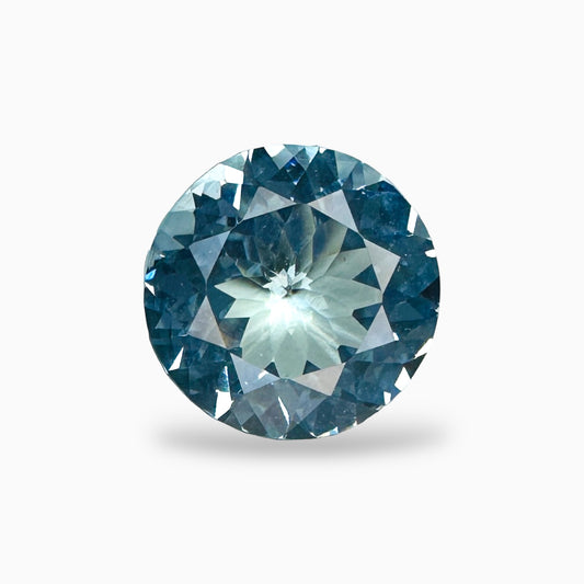 Natural Aquamarine Stone 4.76 Carats SteelBlue Color Round Shape Size 12mm