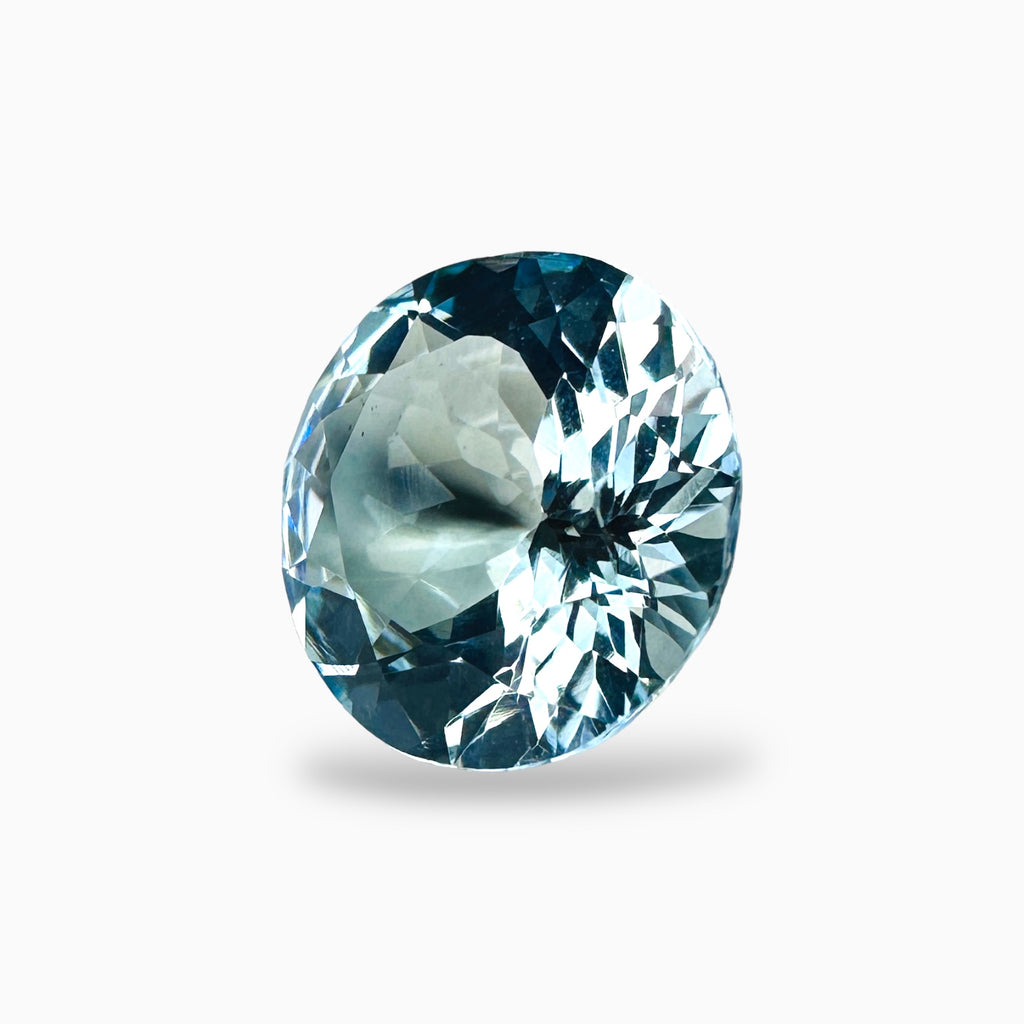 Natural Aquamarine Stone 4.76 Carats SteelBlue Color Round Shape Size 12mm