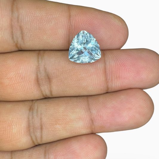 Natural Aquamarine Stone 4.00 Carats SteelBlue Color Trilliant Shape Size 11mm