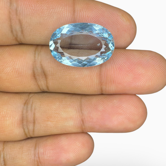 Natural Aquamarine Stone 11.58 Carats DeepSkyBlue Color Oval Shape Size 20.3X13.5mm