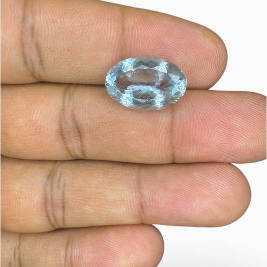 Natural Aquamarine Stone 6.26 Carats SkyBlue Color Oval Shape Size 16X10mm