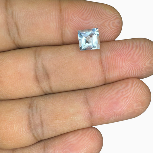 Natural Aquamarine Stone 1.46 Carats SkyBlue Color Princess Cut Shape Size 7mm