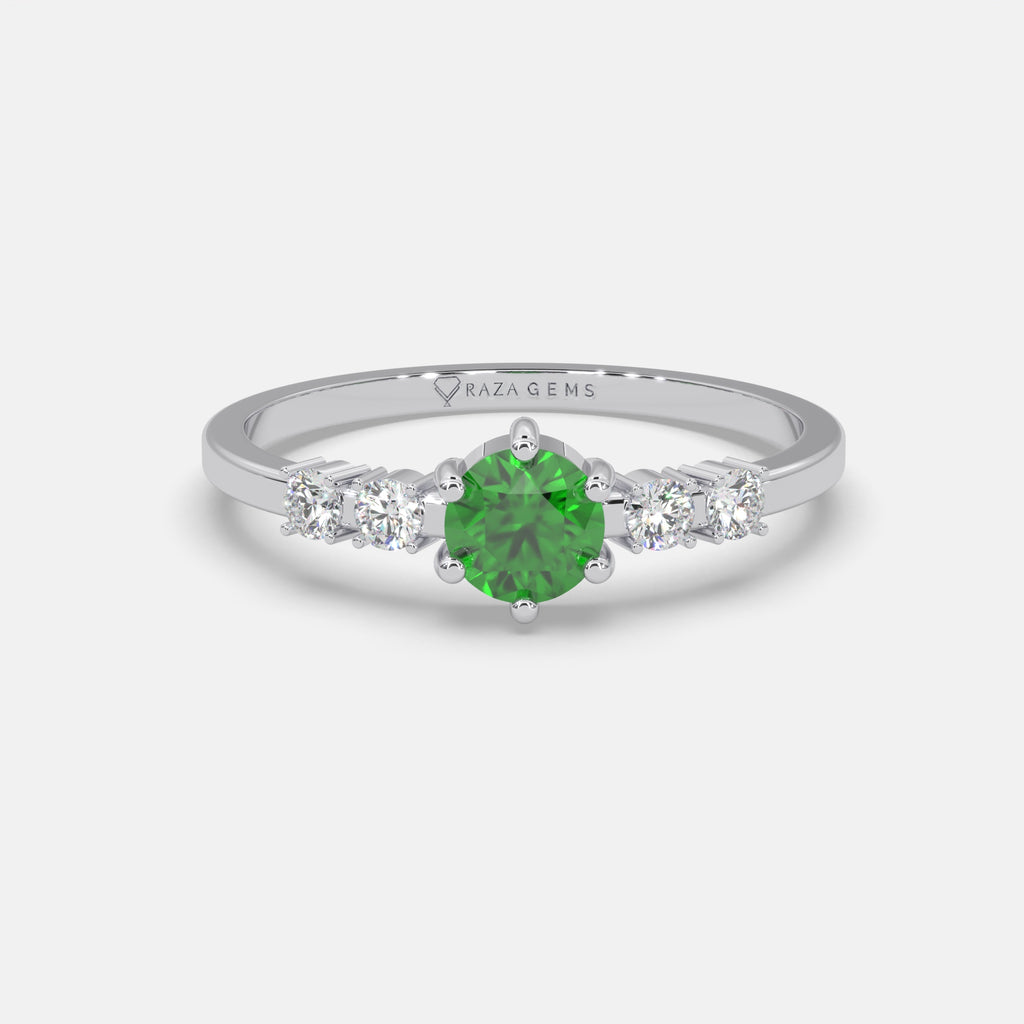 Ashraqat Emerald Ring 18k White Gold
