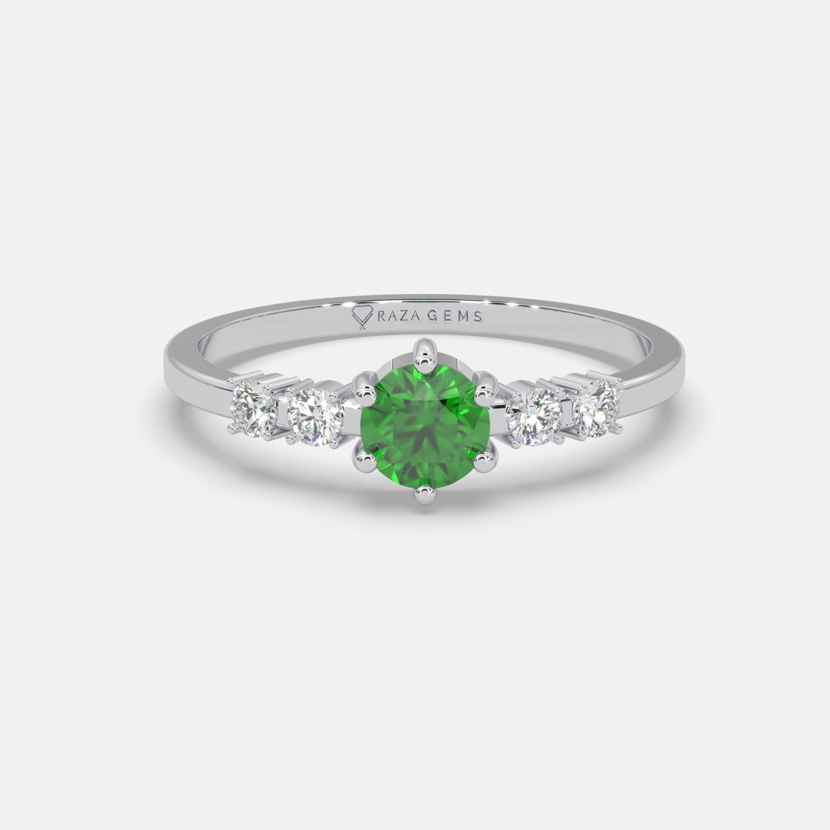 Ashraqat Emerald Ring 18k White Gold