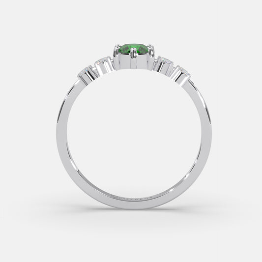 Ashraqat Emerald Ring 18k White Gold