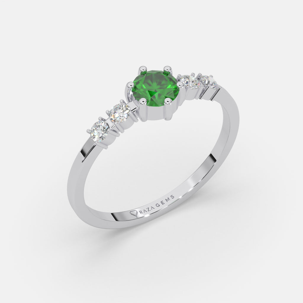 Ashraqat Emerald Ring 18k White Gold