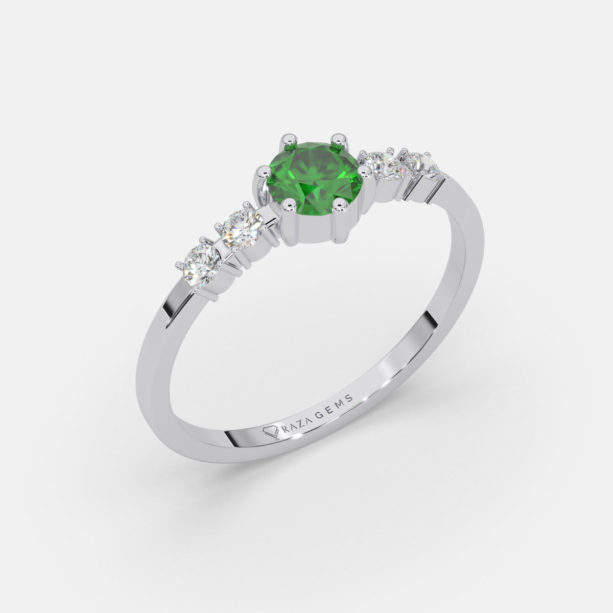 Ashraqat Emerald Ring 18k White Gold
