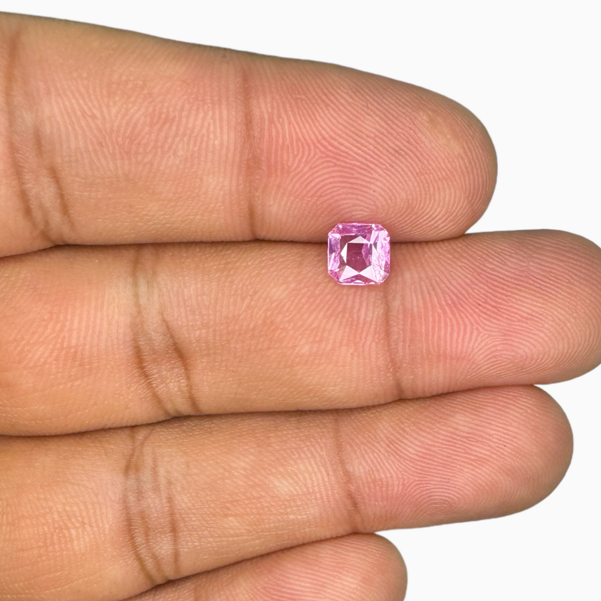 Asscher Cut Pink Sapphire 1.02 Carats 5.4 × 5.55 × 3.1 mm