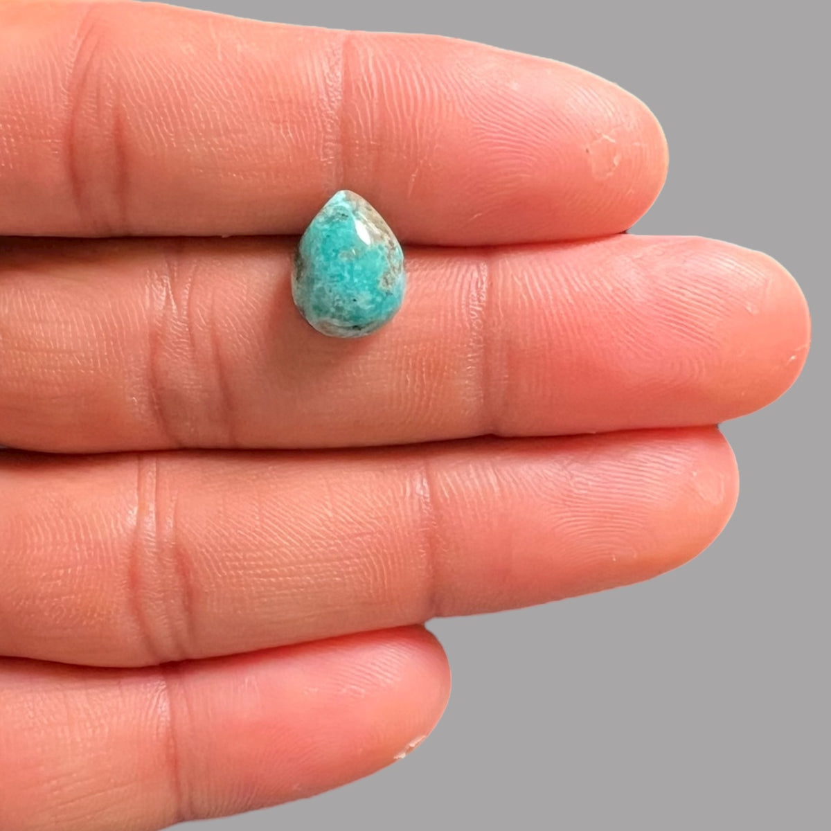 Authentic Turquoise Pear Cabochon 3.69 Carats 12.2 x 9.5 x 5.1 mm From Iran