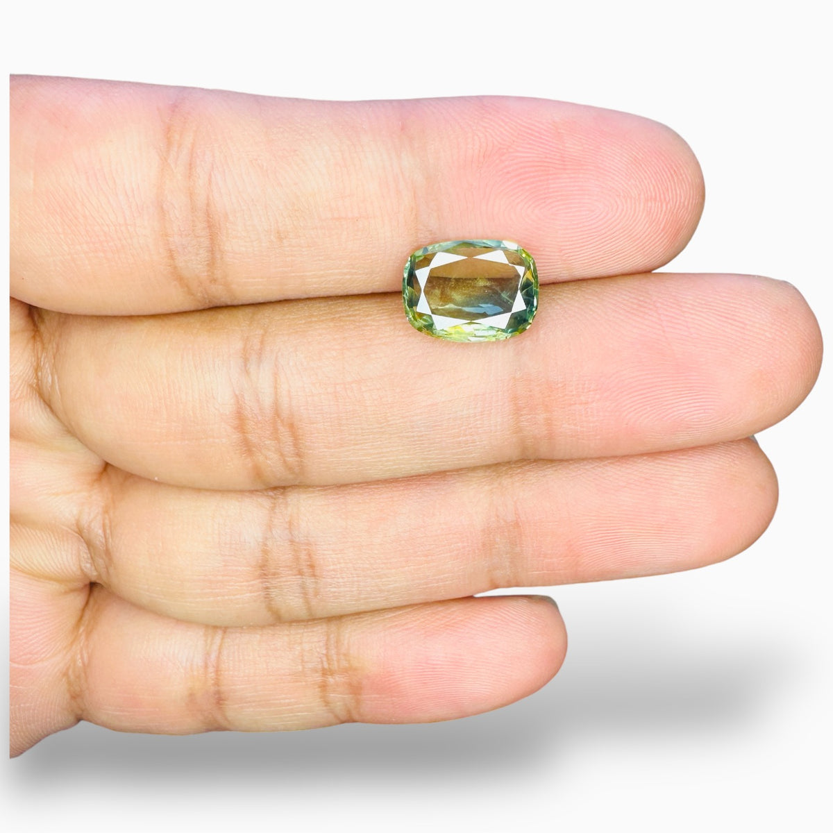 BI Color Sapphire Stone  Cushion  Cut 4.05 Carats -12x9 mm
