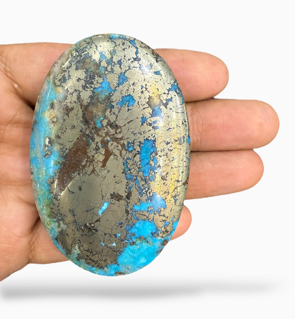 Big Shajri Feroza Stone 444.67 Carats (Natural Turquoise ) with Pyrite Spots from iran